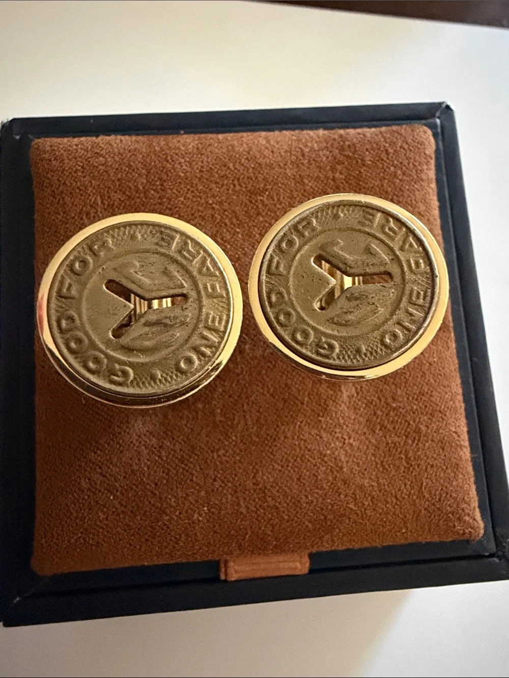 Gold-Tone Round Coin Cufflinks - Men Accessories
